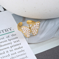 Bague Papillon Micro-Pavée Tendance pour Femme, Bijou de Luxe Minimaliste au Design Original, Idéal pour un Cadeau d'Anniversaire