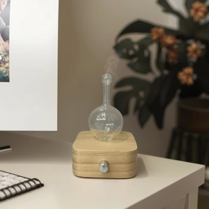 Moderne Luxus Aroma Diffusor Glas Holzkorn elektrische wasserlose ätherische Öl <span class=keywords><strong>Duft</strong></span> robuste Massivholz Tischplatte Installation - Product Image 2