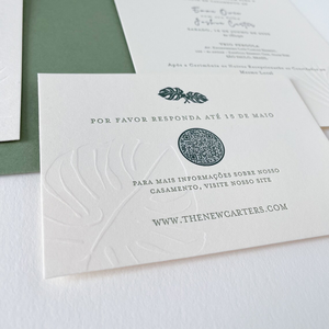 ชุดการ์ดเชิญงานแต่งงานแบบ Letterpress เรียบหรู พร้อมโลโก้<span class=keywords><strong>ภาษา</strong></span>ตามสั่ง ซองจดหมาย <span class=keywords><strong>การ์ด</strong></span>ตอบรับ และคิวอาร์โค้ด สำหรับงานเฉลิมฉลองสมรส - Product Image 4