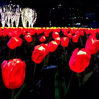 Lampu Taman LED Bentuk Bunga Tulip Plastik, Tahan Air IP65, Tenaga Surya, untuk Taman, Jalan, Pernikahan, Natal, Pesta, dan Dekorasi Luar Ruangan