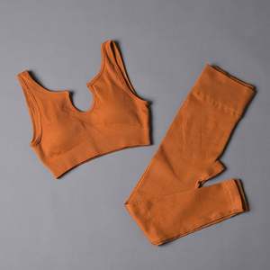 جديد مخصص شعار ملابس رياضية 4 قطع طماق ملابس تمارين رياضية للنساء مضلعة روبا ديبورتيفا صالة ألعاب رياضية سلس أكتيف للنساء - Product Image 2