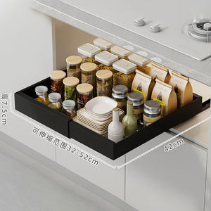 Ripiano estraibile portaoggetti senza punzonatura mobile retrattile con cassetto inferiore per lavandino portabottiglie porta spezie da cucina - Product Image 6