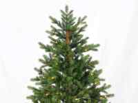 Sapin de Noël artificiel complet avec lumières, sapin d'épinette vert réaliste pré-éclairé avec base métallique pliable pour la décoration du salon
