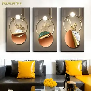 Nordische hochwertige abstrakte moderne Luxus goldene geometrische Kristall Porzellan Malerei Home Decor für Wohnzimmer