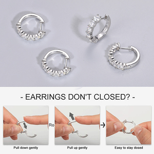 남성 여성용 신상 패션 925 스털링 실버 3mm 4mm 5mm VVS 등급 모이사나이트 다이아몬드 허기 CC 후프 귀걸이 파인 주얼리 세트 - Product Image 5