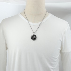 yunnique Retro Sunflower Pendant <b>Titanium</b> Steel Necklace Red Stone Geometric Design Unisex Hip Hop Sweater <b>Chain</b> - Product Image 4