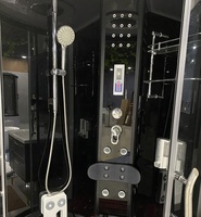 Cabines de douche en verre trempé transparentes, les plus populaires, avec éclairage LED, en alliage d'aluminium de luxe