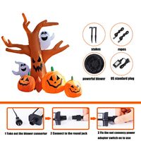 Arbre mort gonflable d'Halloween de 8 pieds avec citrouilles fantômes et lumières LED Décoration de cour hantée extérieure Grand décor d'Halloween extérieur
