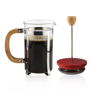 Cafetière à piston 350 ml en verre borosilicate avec poignée en bambou, couvercle en bois, <span class=keywords><strong>filtre</strong></span> SUS304, logo personnalisé, cadeau - Product Image 6