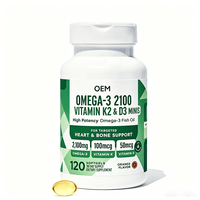Omega 3 2100mg dengan Vitamin K2 100mcg dan D3 50mcg Mini Softgels 120 Kapsul Persediaan 30 Hari Rasa Jeruk Suplemen OEM
