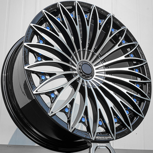 ล้อฟอร์จ 18" 19" 20" 21" 22" 5x100 5x105 5x108 5x110 5x112 5x114.3 5x120 สีดำเงาทั้งหมด พร้อมขอบขัดเงาสำหรับรถยนต์ - Product Image 1