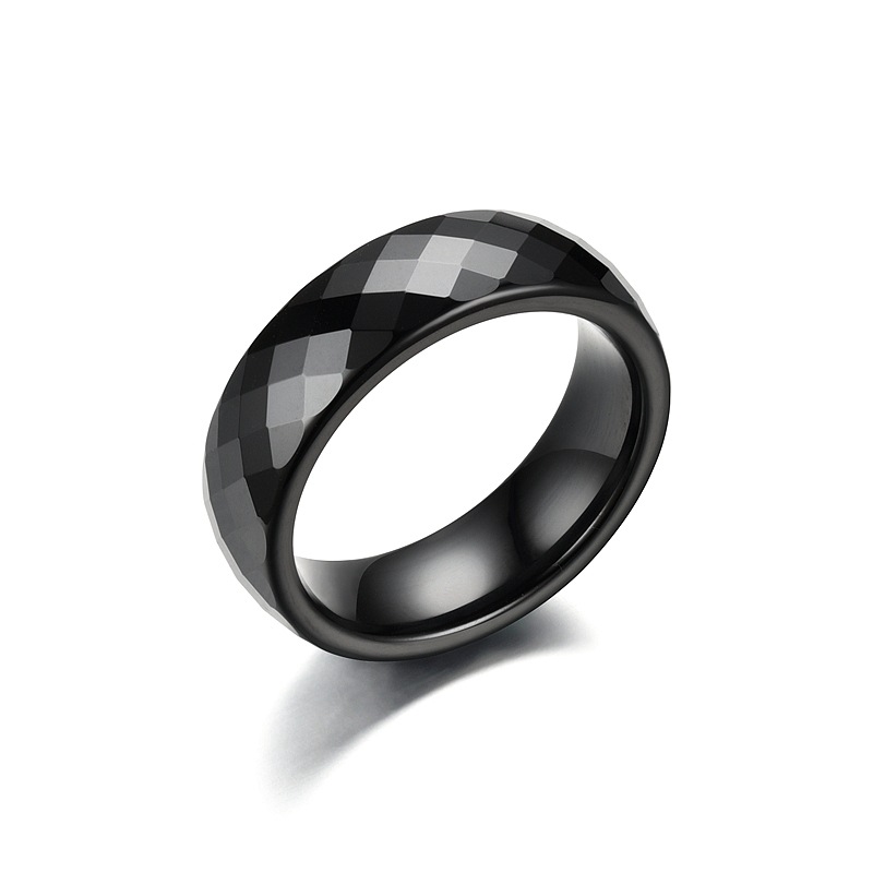 Personale incidendo Nero 6 millimetri di ceramica multi sfaccettato
