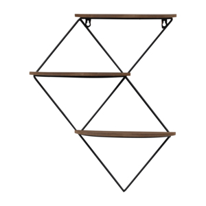 Mensola da parete Diamond con struttura in legno e metallo, organizer a 3 livelli per riporre libri e decorazioni per la casa - Product Image 1