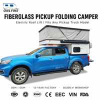 ONLYWE Coque de camping-car coulissante pour benne de pick-up, avec parois en fibre de verre et toit relevable, pour 4x4, Overlanding, camping-car et caravane