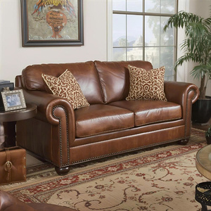 โซฟาหนังแท้สีน้ำตาลสไตล์มิดเซ็นจูรี่โมเดิร์น สำหรับห้องนั่งเล่น โรงเรียน สวนสาธารณะ หรือใช้ในโรงงาน ดีไซน์หรูหราเป็นมิตรกับสิ่งแวดล้อม โครงสร้างแข็งแรง - Product Image 6