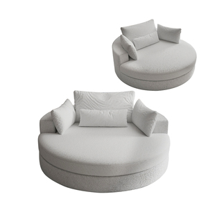 Saien Chaise de Loisirs Chaise d'Appoint, Canapé Comprimé Lounge Club Chaise Ronde pour Salon Hôtel avec 3 Oreillers 7022-Gris Clair - Product Image 1