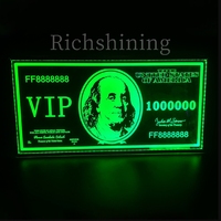 Letrero LED de Acrílico Colorido con Diseño de Billete de Dólar y Logotipo Personalizado Richshining, Letrero Luminoso de Lujo para Bar o Fiesta