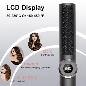Peigne lisseur électrique à température automatique, <span class=keywords><strong>brosse</strong></span> lissante en céramique, poignée tactile - Product Image 1