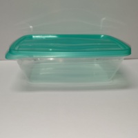 Kontainer Penyimpanan Makanan Plastik PP Persegi Panjang 500ml, Tutup Bermotif Bergelombang, Bahan Daur Ulang, Mudah Dibersihkan, untuk Sushi dan Mie