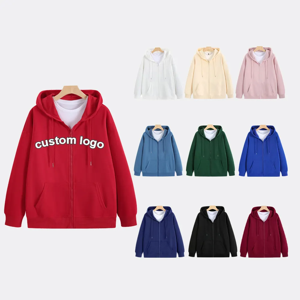 hot sale zip hoodie over face fleece 3d logo puff print bulk heavyweight rhinestone full zip up hoodie custom embroidered hoodie