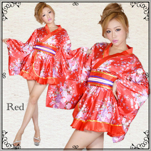 Japanese Traditional Yukata Women's Cosplay Kimono Blue Floral Print Short Robe Anime Costume Spring 2023 - Product Image 5