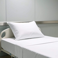 Draps-housses T200 en polyester doux 300TC blanc uni, style uni, personnalisables, pour soins hospitaliers, garnissage en coton de haute qualité