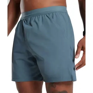 Customized High Quality Lightweight Activewear Slim Fit Split Hem Stretchy Shorts 6"Inseam With String Nylon Elastane Shorts Men