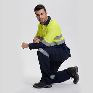 Camisa de Trabajo Ignífuga para Hombre, con Tiras Reflectantes Amarillas, Mezcla Acrílica, Ropa de Protección para Minería, Diseño Dividido, 180gsm - Product Image 2