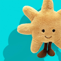 Coussin en peluche super doux de haute qualité en forme de soleil (visage souriant/triste) pour la décoration de chambre, de crèche et comme cadeau