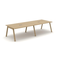 Table de lecture double moderne en bois massif, modulaire, pour 2 personnes, bureau de réunion écologique avec trous de câblage intégrés pour bibliothèque