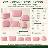 Pochette cosmétique en cuir PU tissé rose, logo personnalisé, sac à maquillage, trousse de toilette de voyage, vente en gros, fabricant OEM