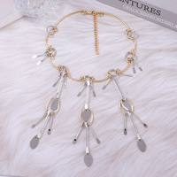 ZA Collier en fer et bambou géométrique haut de gamme, tendance, unique, polyvalent, de niche, léger et luxueux, pour femme, style international