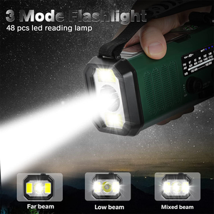 Kabelloses Wasserdichtes LED-Handkurbel-Stromaggregat mit Powerbank, Taschenlampe, SOS-Alarm, Kompass und Solarkurbel für Notfallradio - Product Image 2
