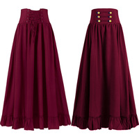 Jupe longue vintage en dentelle florale, corset, robe midi sportive à volants superposés pour femme, grande taille, taille empire, personnalisable OEM ODM