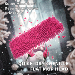 Tête de rechange en tissu chenille absorbant et à séchage rapide pour balai plat, pour le nettoyage domestique, vente en gros - Product Image 2