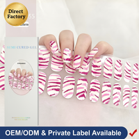 Nouvel Arrivage Bandes d'Autocollants pour Ongles en Gel Semi-Durci 3D Effet Nacré Brillant et Imperméable, Style Japonais Noël, Longue Durée, Lampe UV