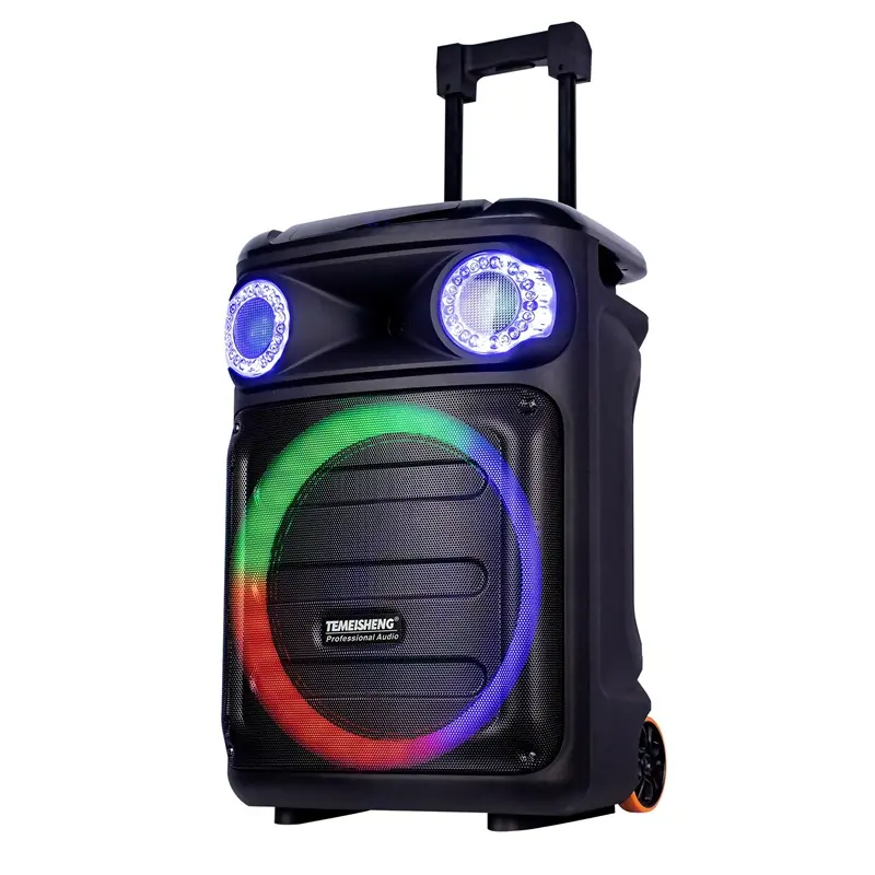 2023 high quality Big power Wholesale price 15 Inch Super Bass portable trolley Speaker caxia de som battery with LED light