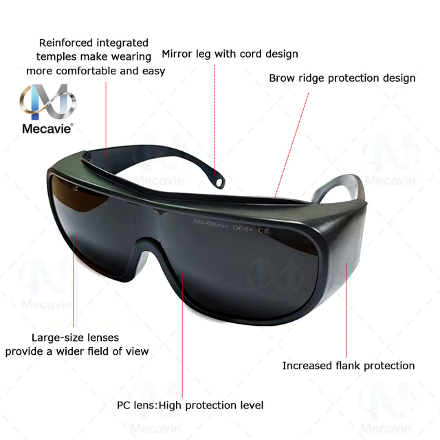 808nm Laser Safety Goggles OD5+ CE  Absorption Lenses Laser Protection Glasses for Diode Laser Hair Removal Beauty Salon