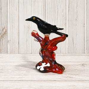 Figura de Pájaro de Vidrio Soplado a Mano sobre Base de Árbol Rojo, Decoración Artística Animal, Artesanía Estilo Murano Hecha a Mano - Product Image 4