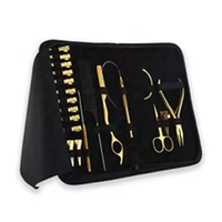 Kit d'outils professionnel pour extensions capillaires de qualité supérieure avec pinces à clipser, pinces de sectionnement, fil à tresser, ciseaux et crochet à boucle