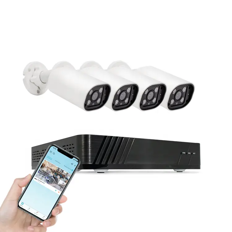 Best Seller Digital Waterproof Security 2 Way 4Ch CCTV Cameras IP PoE Bullet Surveillance System For Home