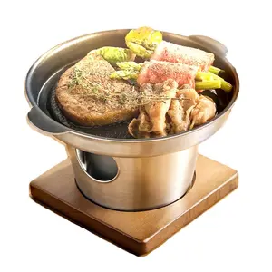 Coreano BBQ Mesa Benchtop Non Stick Tri-ply Aço Inoxidável Smokeless Churrasco Grill Mini Assar Pan Forno HQBG0014