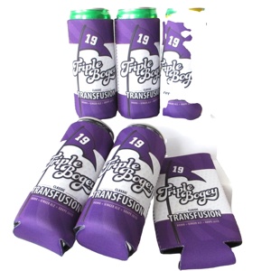 Real Neoprene Skinny Slim Tall Beer Can Cooler with Sublimation Can Coozies - Product Image 2