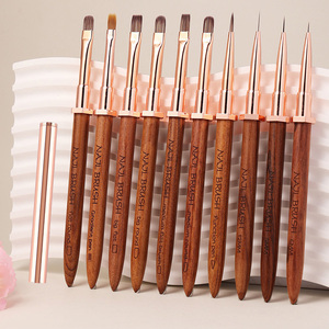 Nylon Hair Nail Art Brush <b>Set</b> with Holder Edge Control Trimming French Large Small Flat Round Oval Gel Liner <b>Paint</b> Nail Brushes - Product Image 1
