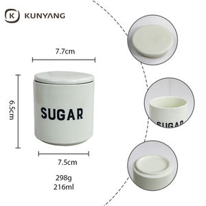 Ensemble de pots en céramique blanche nordique minimaliste, pots à café, thé et sucre en céramique avec couvercle pour la décoration de la cuisine - Product Image 3