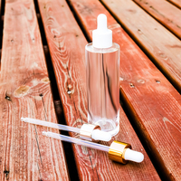 Bouteille en verre transparente 50 ml avec compte-gouttes en plastique blanc, pour utilisation des huiles essentielles