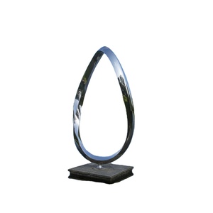 Escultura de Anillo Abstracto de Acero Inoxidable Pulido a Espejo Personalizada para Decoración de Jardín al Aire Libre, Estatua de Arte Metálico Moderno - Product Image 1