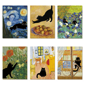 Pittura artistica pittura decorativa su tela di fama mondiale Poster di gatto creativo soggiorno camera da letto arte della parete - Product Image 5