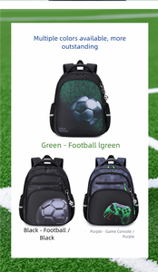 Sac à dos scolaire orthopédique de football pour enfants, imperméable, réfléchissant, protection de la colonne vertébrale, pour garçons, 14L, vente en gros - Product Image 5