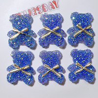 Bestseller: Farbenfrohe Kleine Bären-Harzfiguren, Harz-Charm-Formen, Flache Harz-Bären mit Schleife zur Dekoration